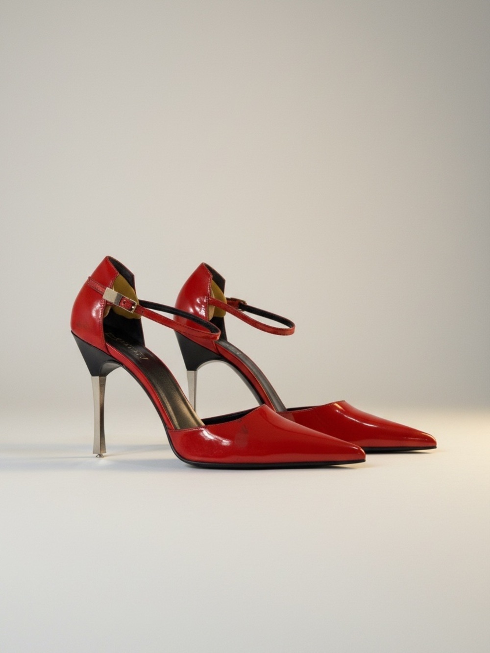 Gucci Red Patent Leather Ankle Strap Pumps | Pointed Toe Stiletto 7B